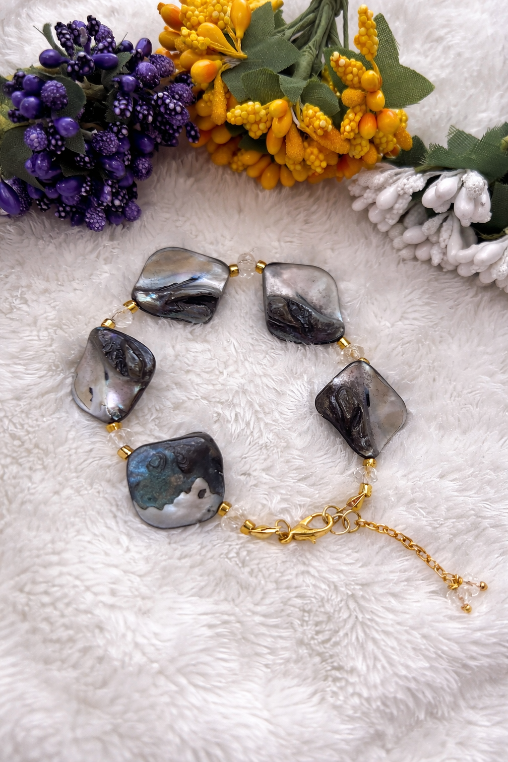 Elegant Black Stone Statement Bracelet