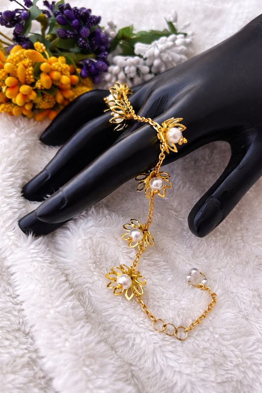 Delicate Pearl Floral Charm Bracelet