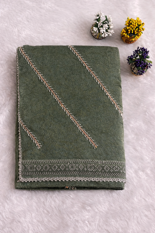 Green Embellished Saree with Elegant Border