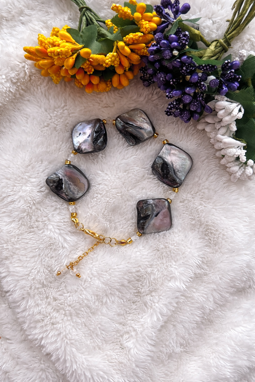 Elegant Black Stone Statement Bracelet