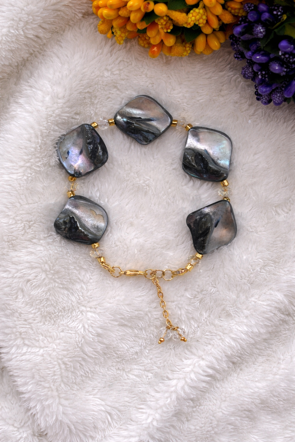 Elegant Black Stone Statement Bracelet