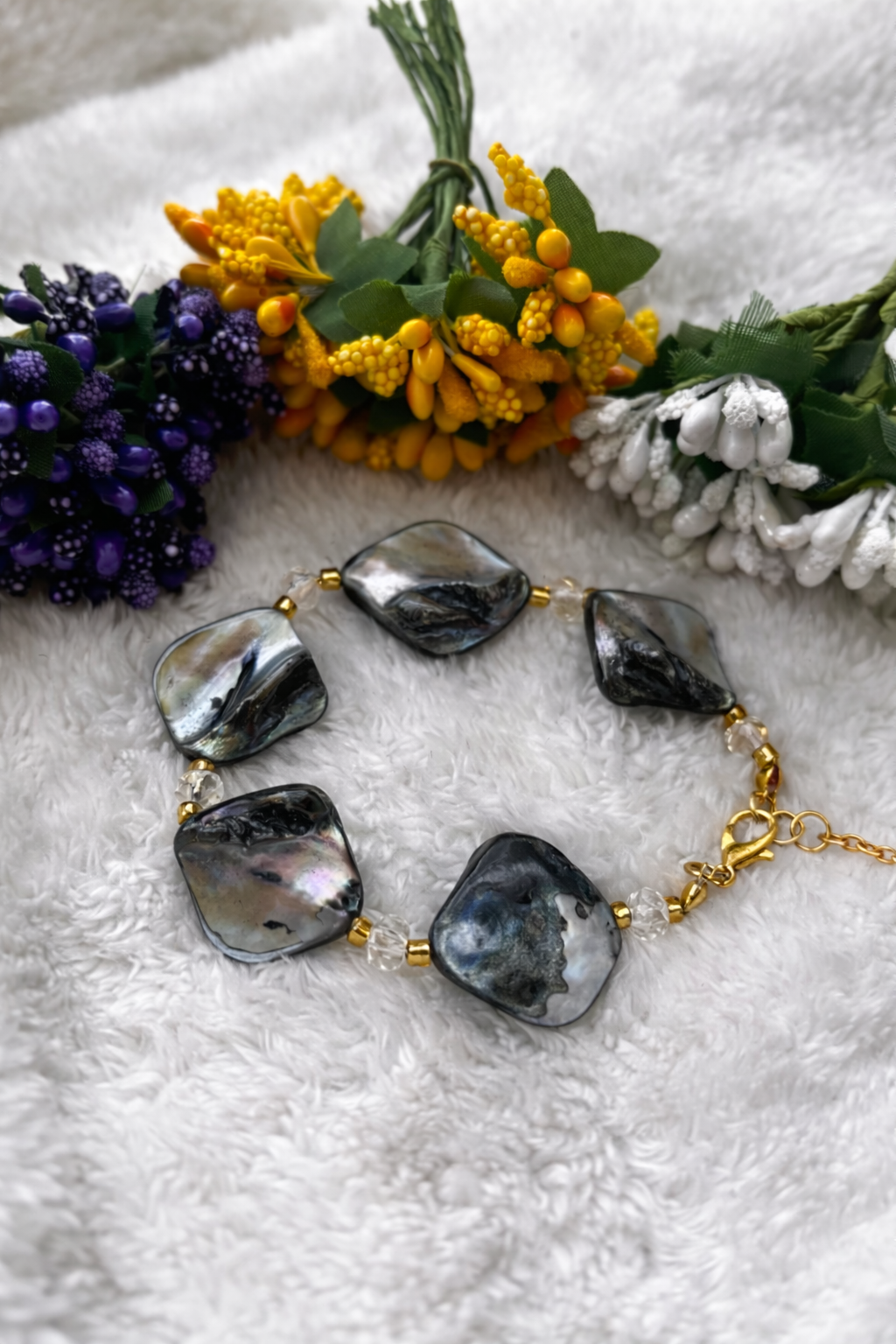 Elegant Black Stone Statement Bracelet