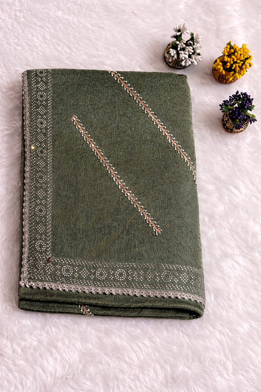 Green Embellished Saree with Elegant Border