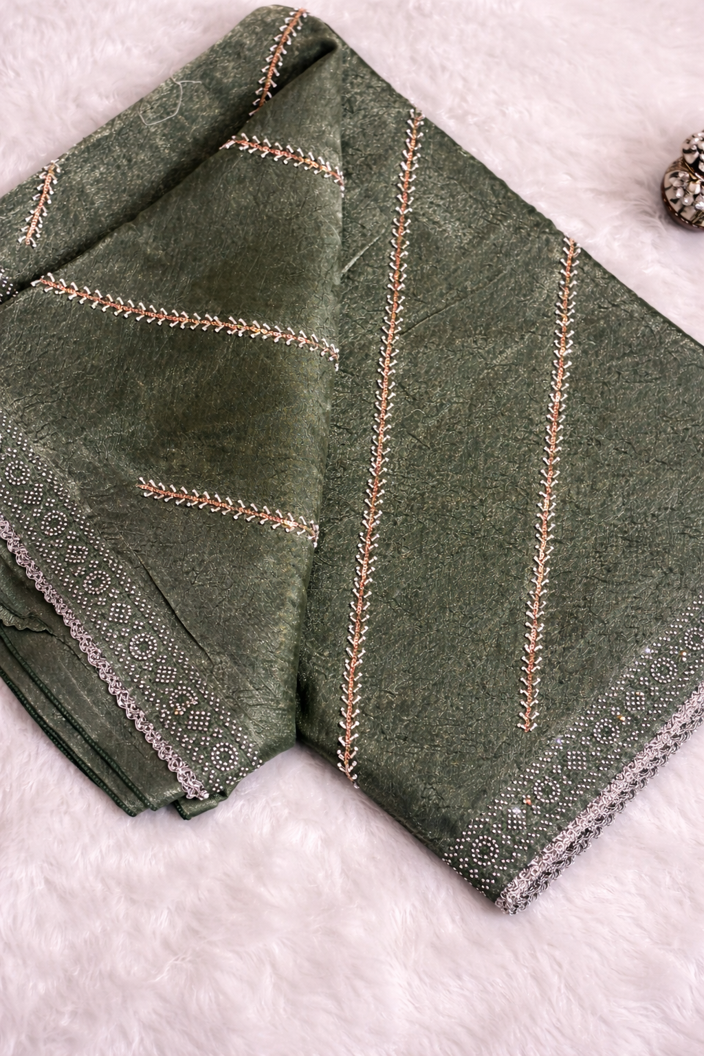 Green Embellished Saree with Elegant Border