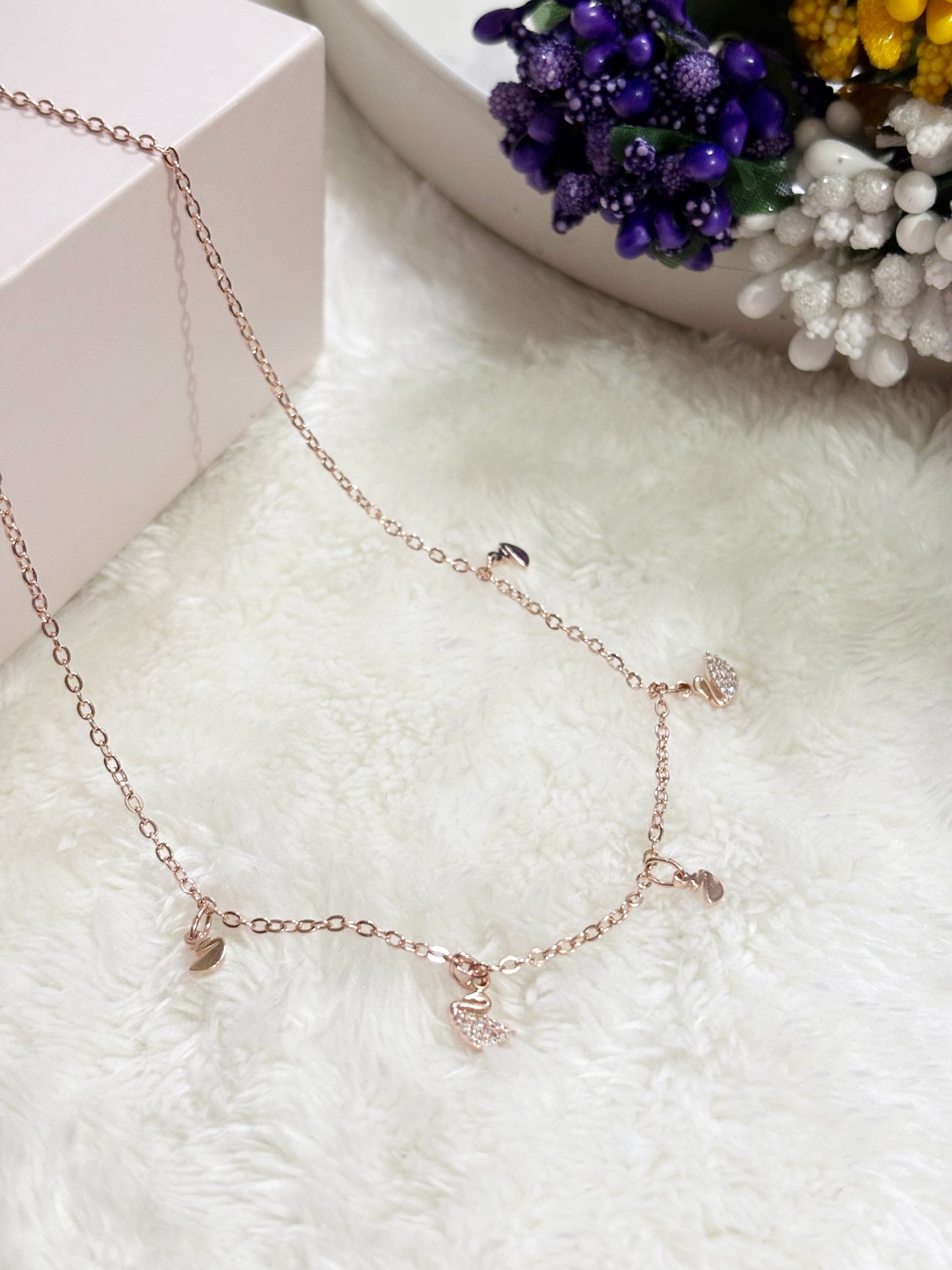 Rose Gold Swan Charm Necklace