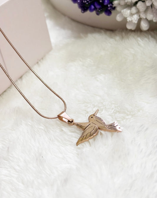 Gold Flying Bird Pendant Necklace