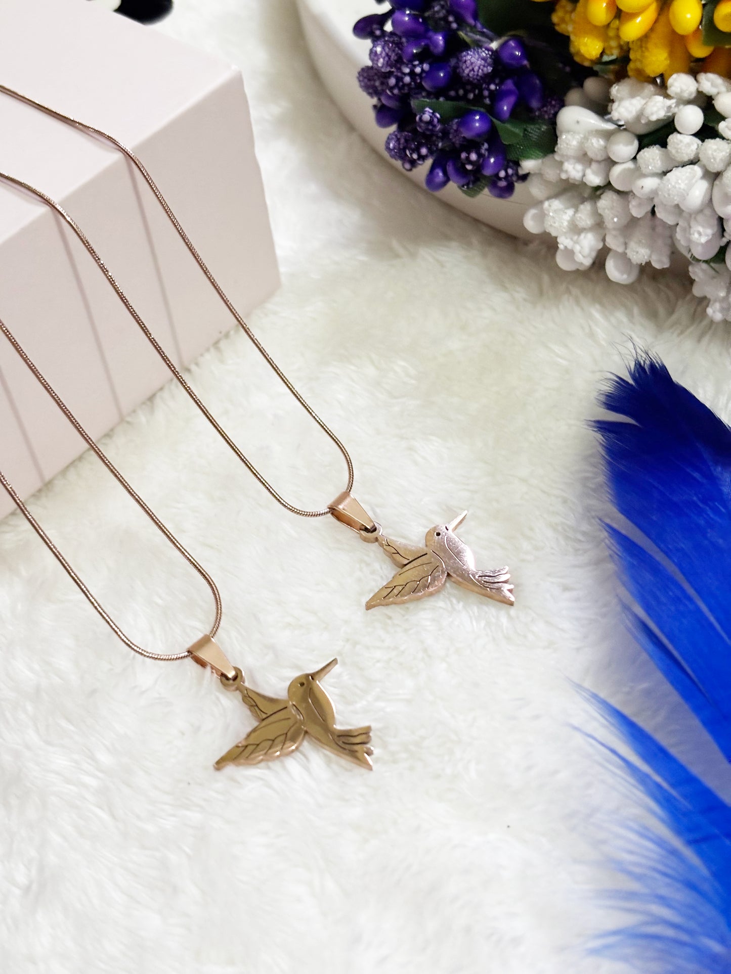Gold Flying Bird Pendant Necklace