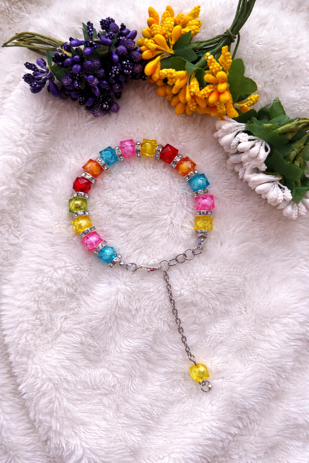 Vibrant Multicolour Crystal Bead Bracelet