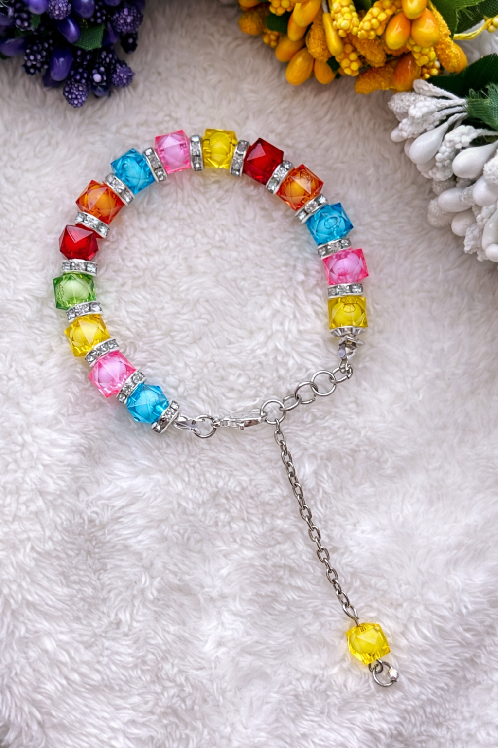 Vibrant Multicolour Crystal Bead Bracelet