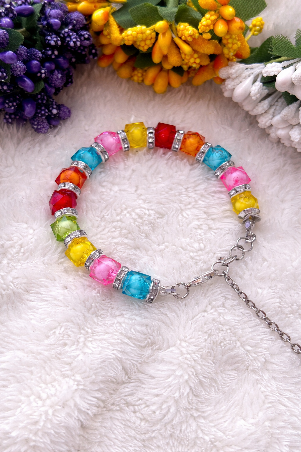 Vibrant Multicolour Crystal Bead Bracelet