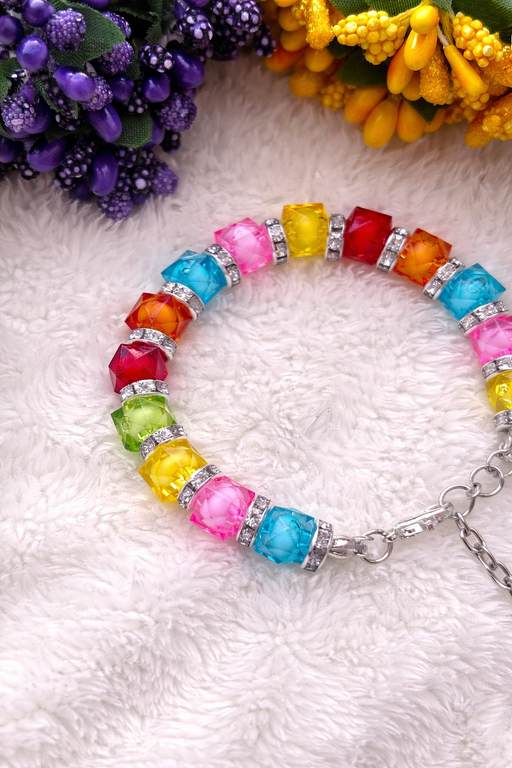 Vibrant Multicolour Crystal Bead Bracelet