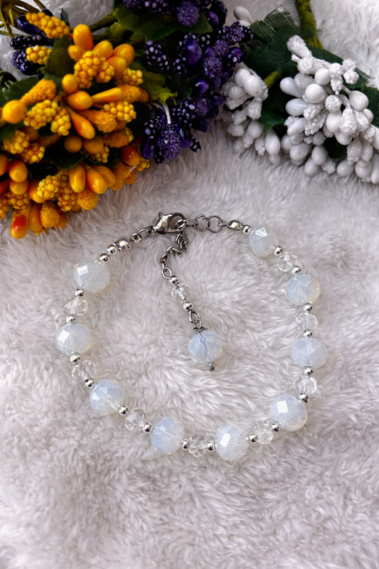 Elegant White Crystal Bead Bracelet